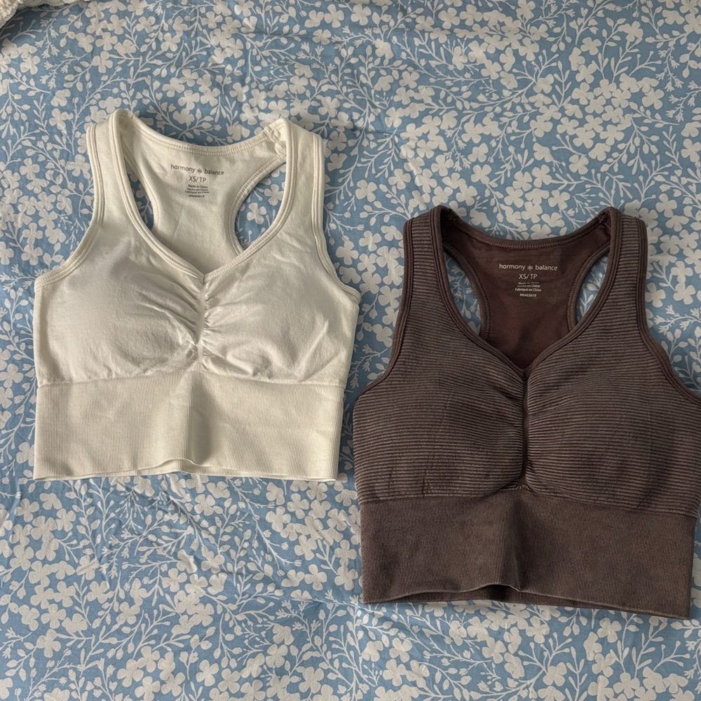 White and Brown Sports Bras Set